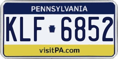 PA license plate KLF6852