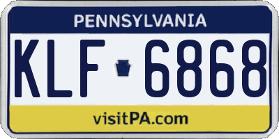 PA license plate KLF6868