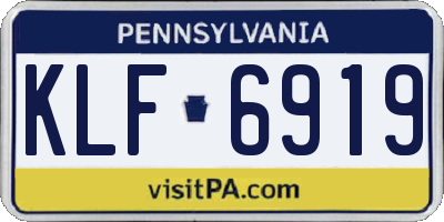 PA license plate KLF6919