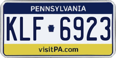 PA license plate KLF6923