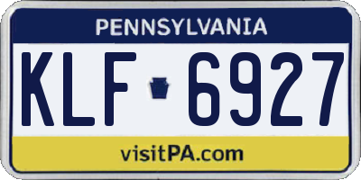 PA license plate KLF6927