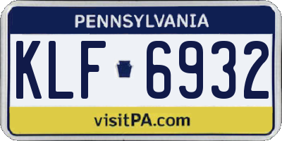 PA license plate KLF6932