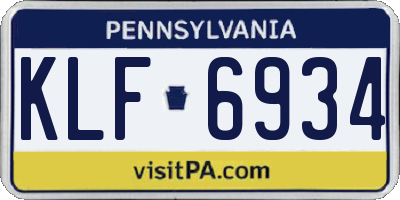 PA license plate KLF6934