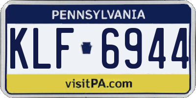 PA license plate KLF6944