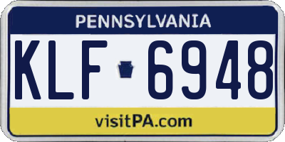PA license plate KLF6948