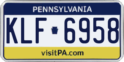 PA license plate KLF6958