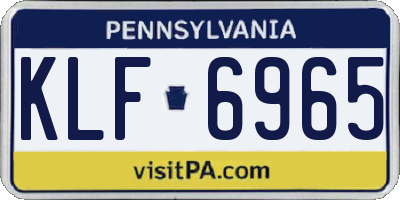 PA license plate KLF6965
