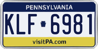 PA license plate KLF6981