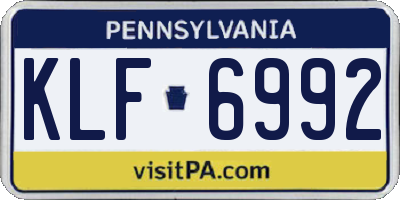 PA license plate KLF6992