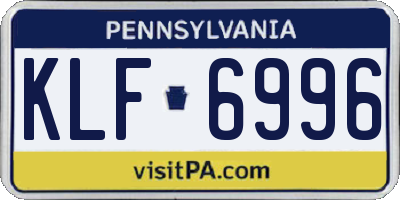 PA license plate KLF6996