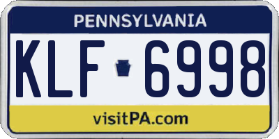 PA license plate KLF6998