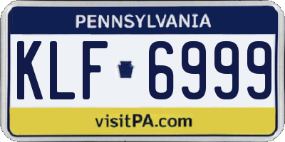 PA license plate KLF6999