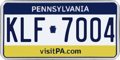 PA license plate KLF7004