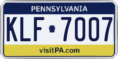 PA license plate KLF7007