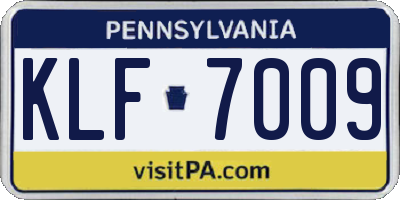 PA license plate KLF7009