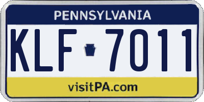 PA license plate KLF7011