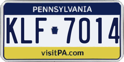PA license plate KLF7014