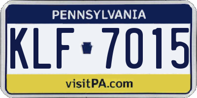 PA license plate KLF7015