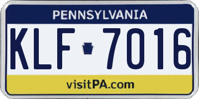 PA license plate KLF7016