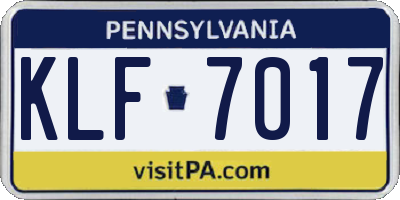 PA license plate KLF7017