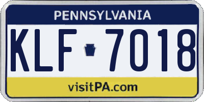 PA license plate KLF7018