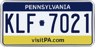 PA license plate KLF7021