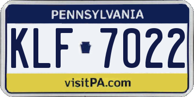 PA license plate KLF7022