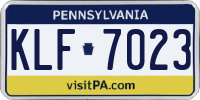 PA license plate KLF7023