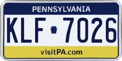 PA license plate KLF7026