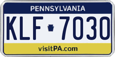 PA license plate KLF7030