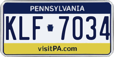 PA license plate KLF7034