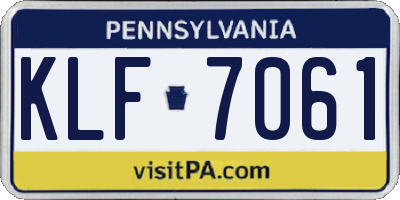 PA license plate KLF7061