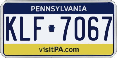PA license plate KLF7067