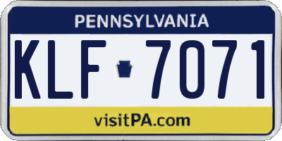 PA license plate KLF7071