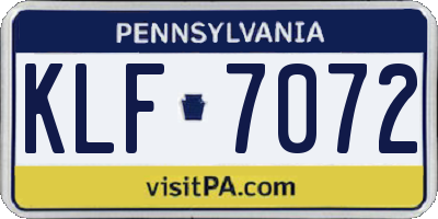 PA license plate KLF7072