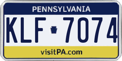 PA license plate KLF7074