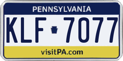 PA license plate KLF7077