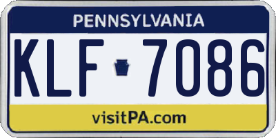 PA license plate KLF7086