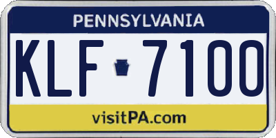 PA license plate KLF7100