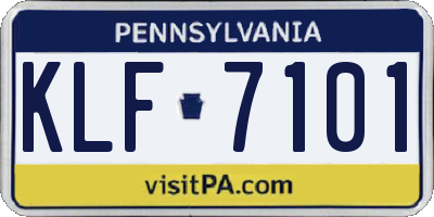 PA license plate KLF7101