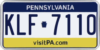PA license plate KLF7110