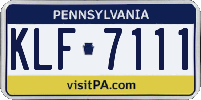 PA license plate KLF7111