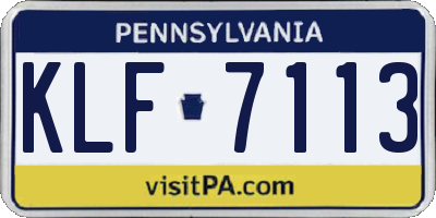 PA license plate KLF7113