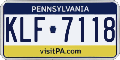 PA license plate KLF7118