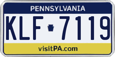 PA license plate KLF7119