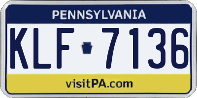 PA license plate KLF7136