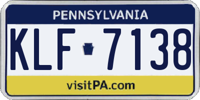 PA license plate KLF7138