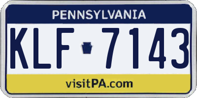 PA license plate KLF7143