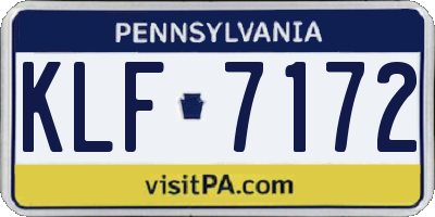 PA license plate KLF7172