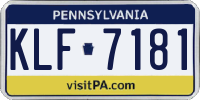 PA license plate KLF7181